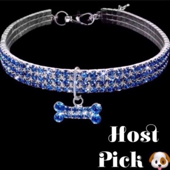 Blue Rhinestone Dog Collar Puppy Pet - Picture 3 of 6